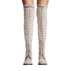 FREE PEOPLE Tennessee Over Knee Leather Boots Size EU 38 Boho Hippie